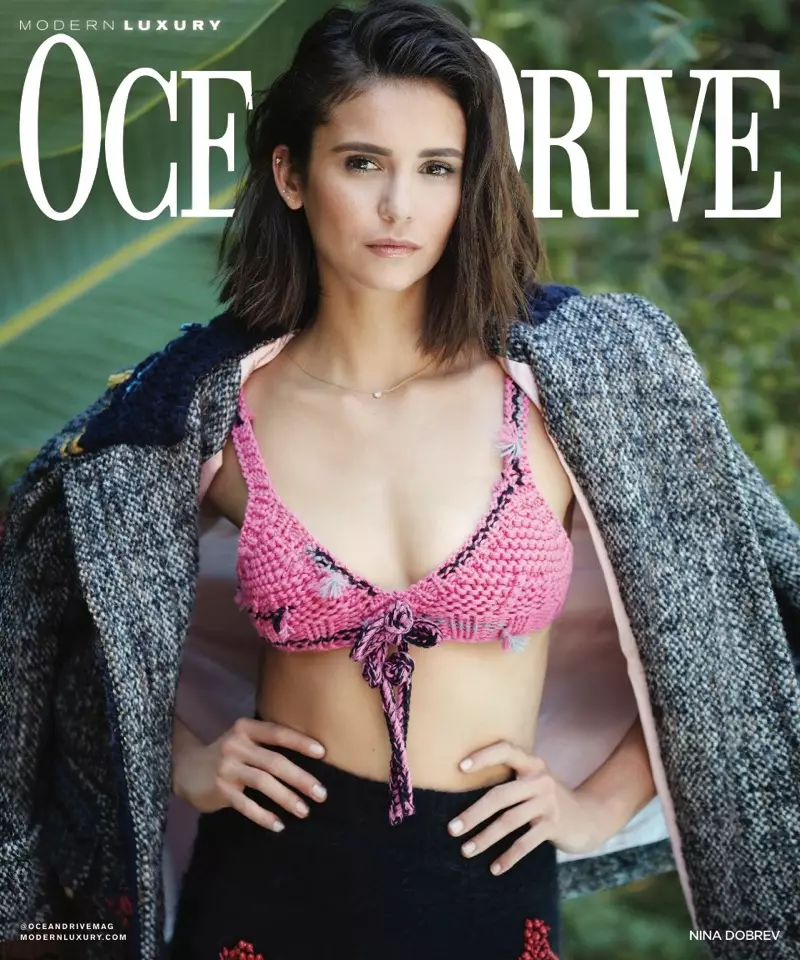 Фотосесија на насловната страница на Nina Dobrev Ocean Drive од септември 2017 година