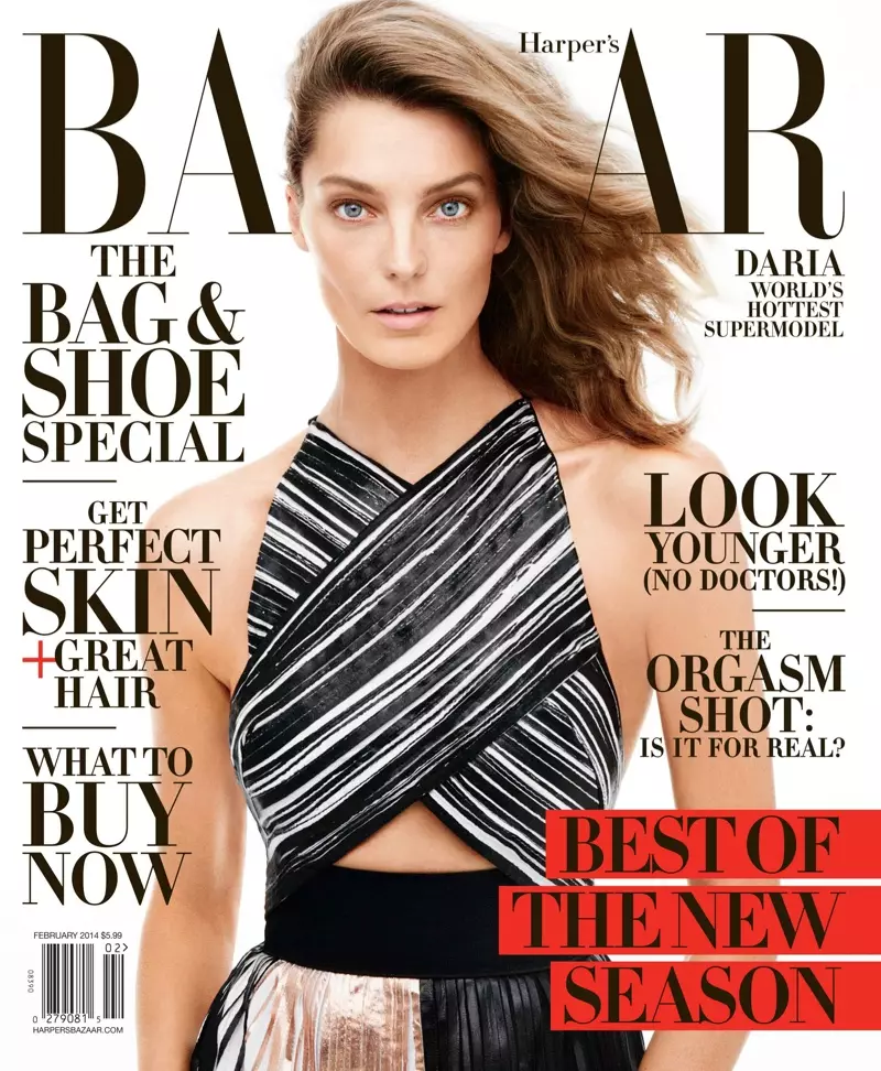 Daria Werbowy covers Harper's Bazaar febrewaris 2014, Talks Turning 30