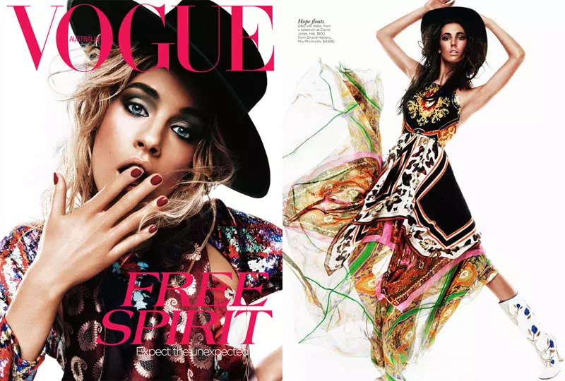 2012년 4월 Vogue Australia를 위한 Kai Z Feng의 Julia Frauche & Ruby Aldridge