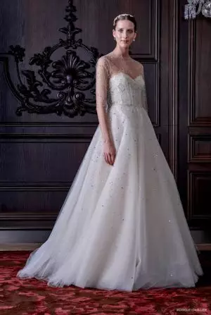 Monique Lhuillier Spring Bridal Line için Fantaziyi Kucaklıyor