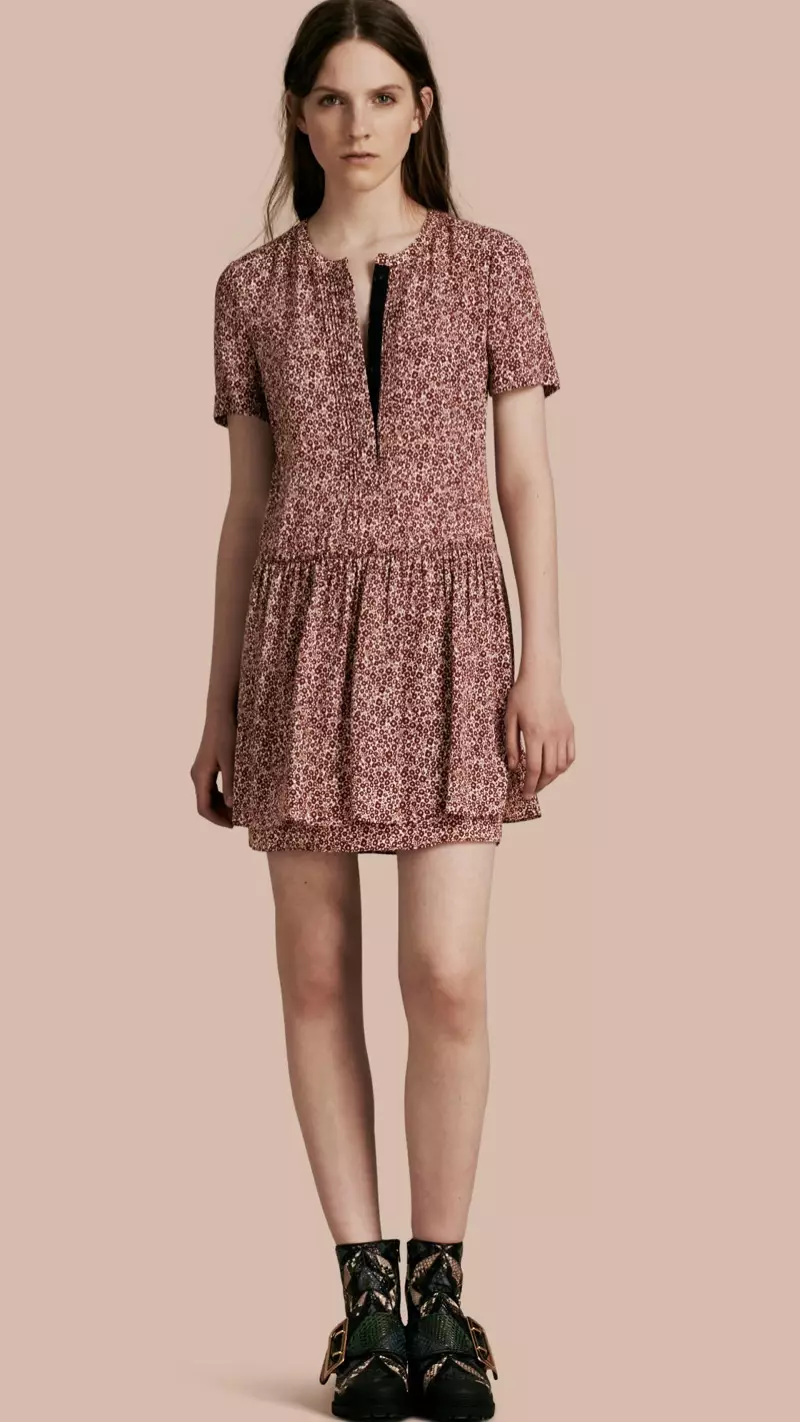 Burberry Floral Silk Georgette Shift Dress