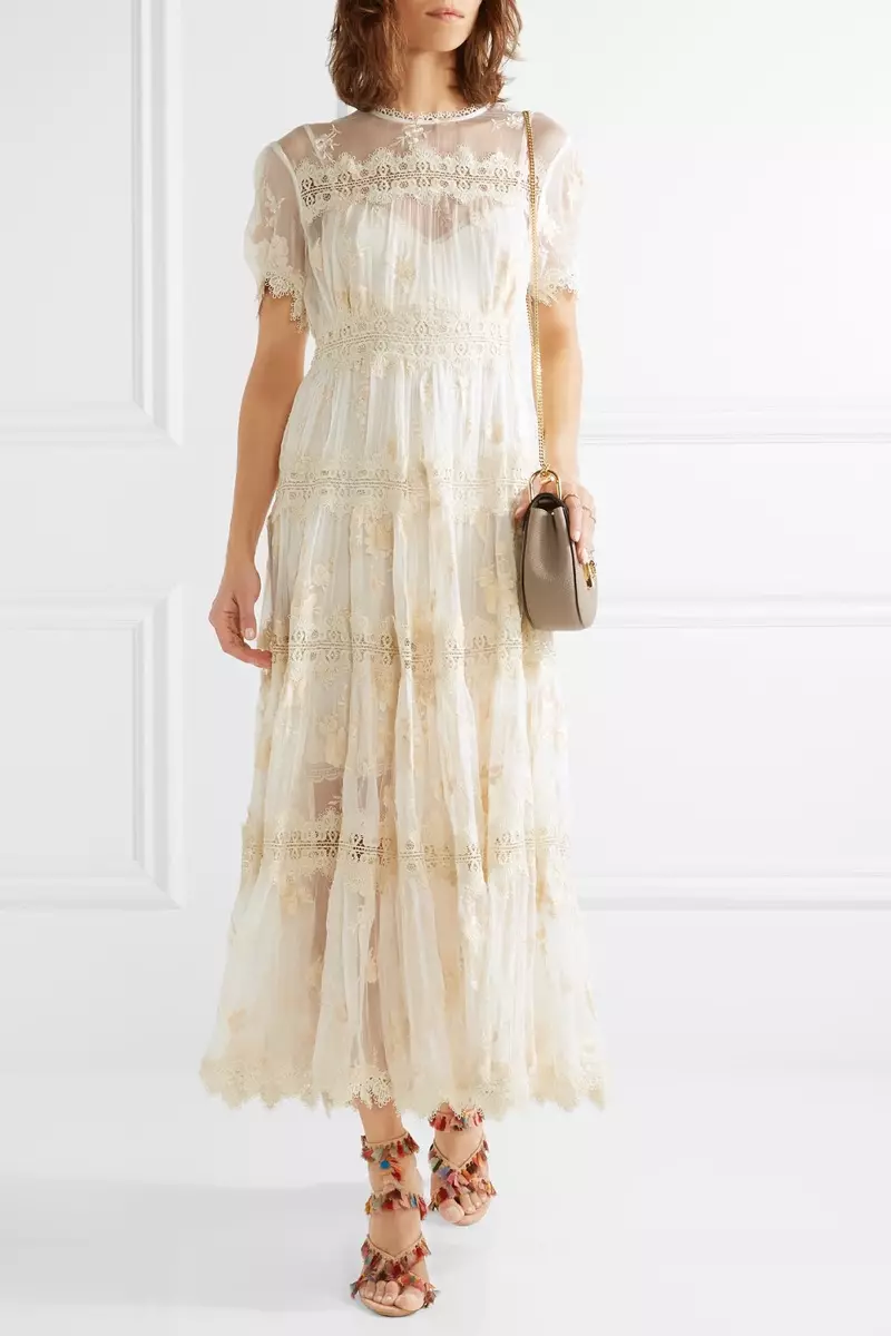 Zimmermann Tropicale Antique Lace Trimmed Trimmed silk Chiffon Dress