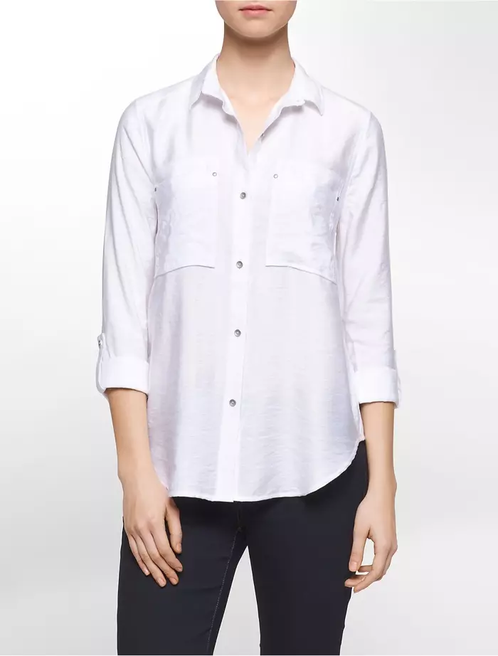 Calvin Klein White Label Crinkle Textured Utility Aljihu Shirt