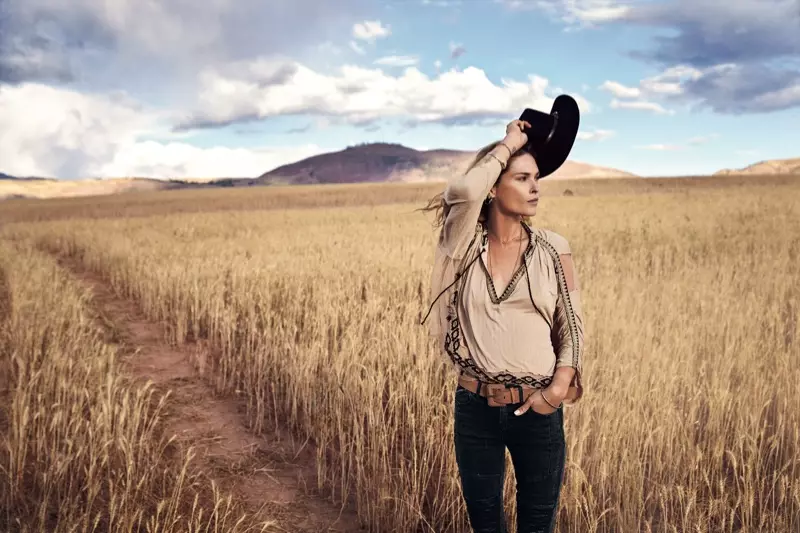 Free People Eden Top, Brooklyn Hat Co. Rolling Hills Rancher en Free People Suede Covered Buckle Belt