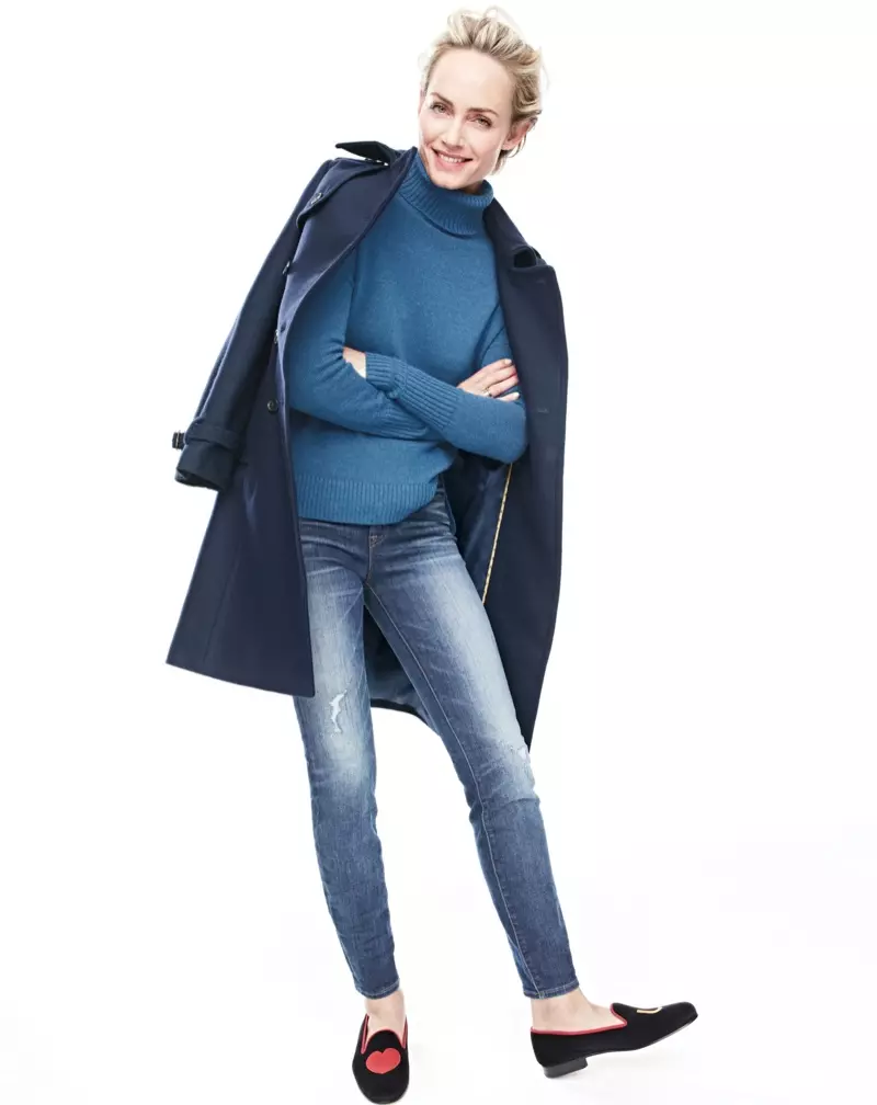 Amber Valletta para la guía de estilo de otoño de 2015 de J. Crew