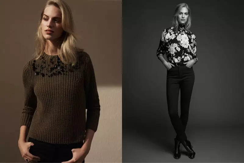 (Çep) Sweater H&M (Rast) H&M Blûza çîfonê ya kulîlk, pantorê zirav bi bejnê bilind