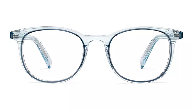 Warby Parker Durand كۆزەينىكى ئىز قوغلانغان Aquamarine خرۇستال 145 دوللار