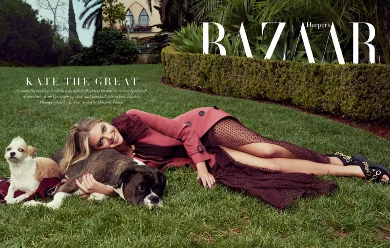 Kate Upton sanye da Burberry kamanni a cikin fasalin