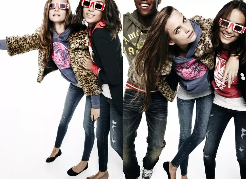 Ieva Laguna & Regina Feoktistova by Nagi Sakai for American Eagle Holiday 2010