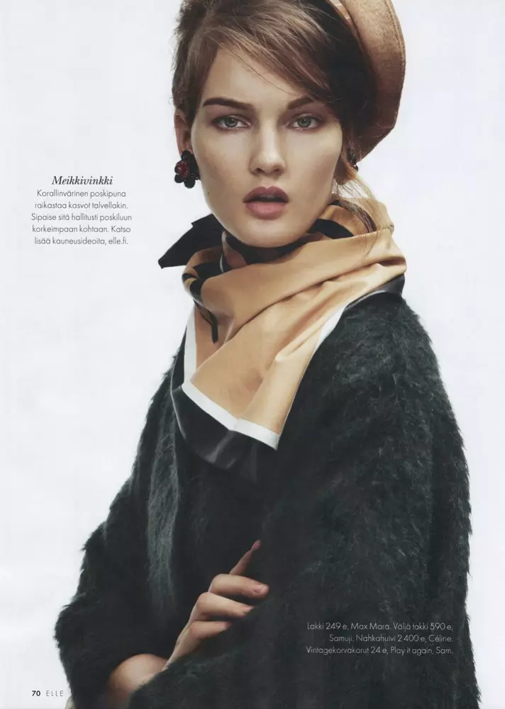 Kirsi Pyrhönen Dons Elegant Knits para sa Elle Finland Enero 2013 ni Jesse Laitinen