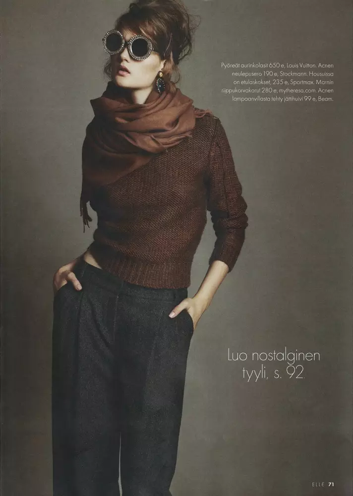 Kirsi Pyrhönen trekt elegante breisels voor Elle Finland januari 2013 door Jesse Laitinen