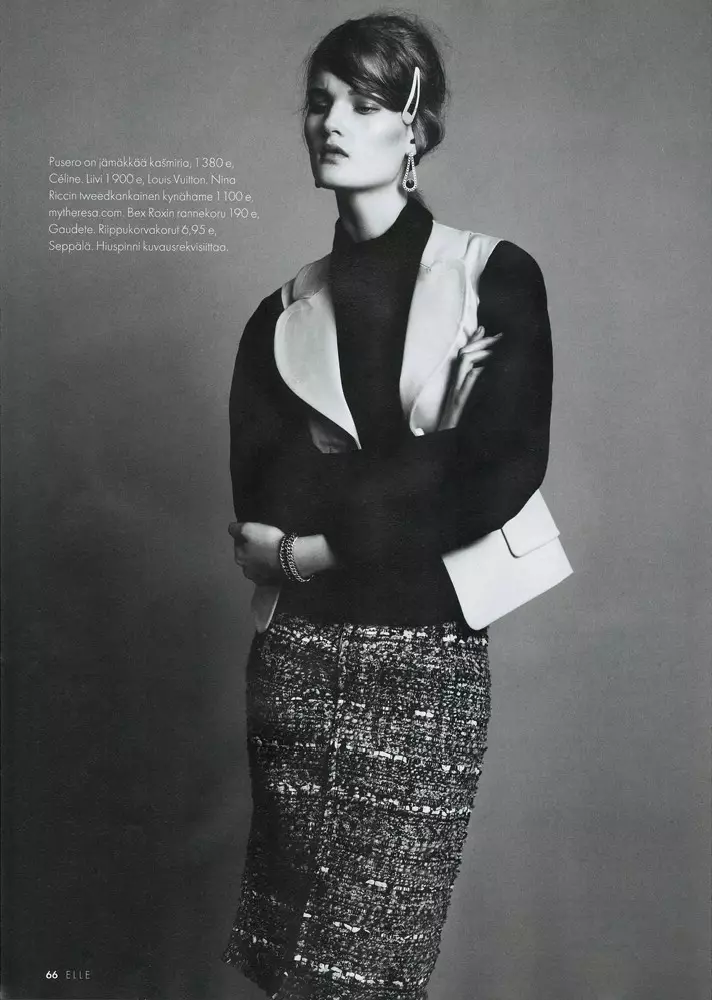 Kirsi Pyrhönen Dons Elegant Knits for Elle Finland Ιανουάριος 2013 από τον Jesse Laitinen