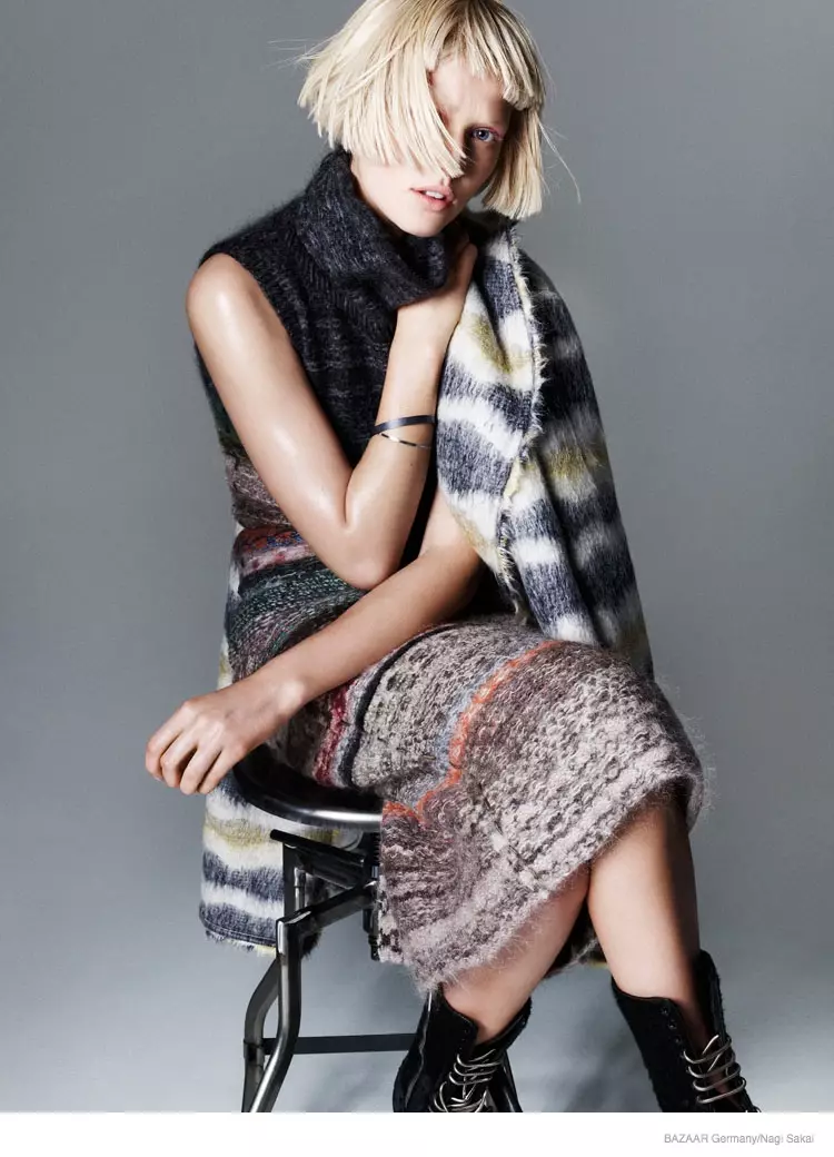 ဂျာမနီနိုင်ငံ Harper's Bazaar ရှိ Nagi Sakai Shoot အတွက် Toni Garrn Rocks Fall ပုံစံ