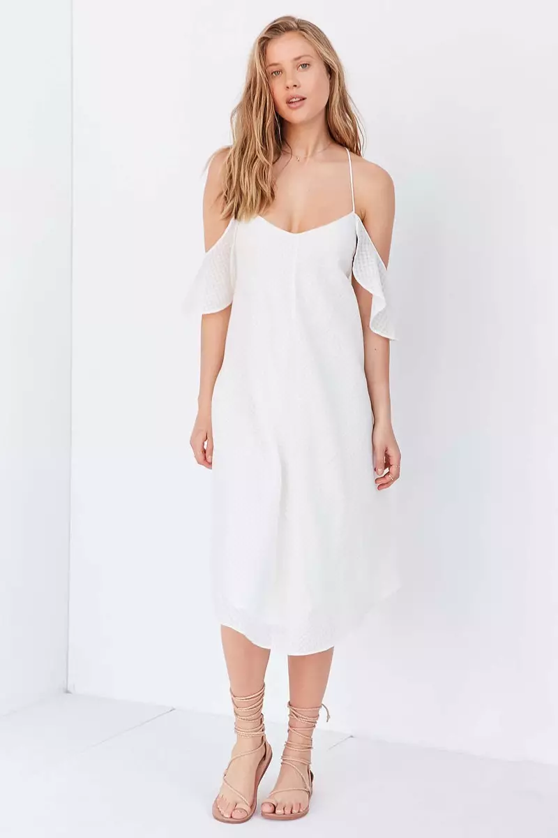 Silence + Noise Fustan Ella Cold Shoulder Midi