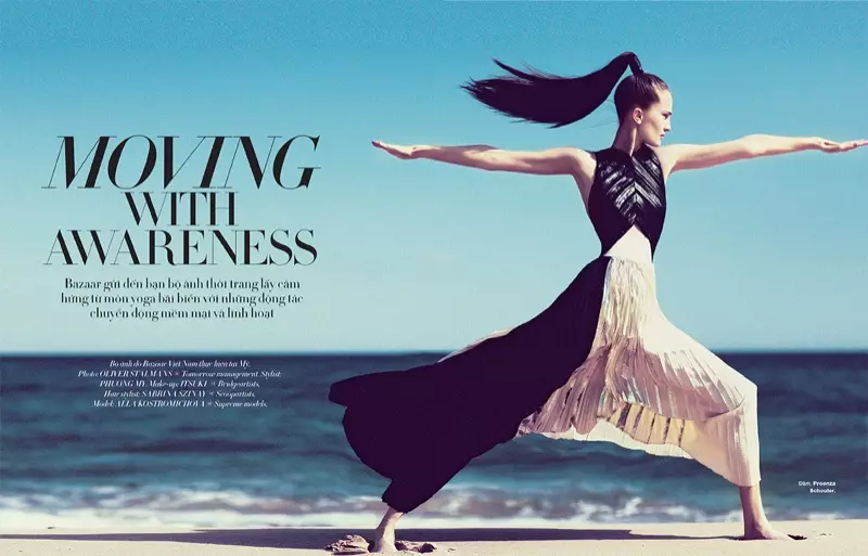 Alla Kostromichova får bevegelse for Harper's Bazaar Vietnam Shoot