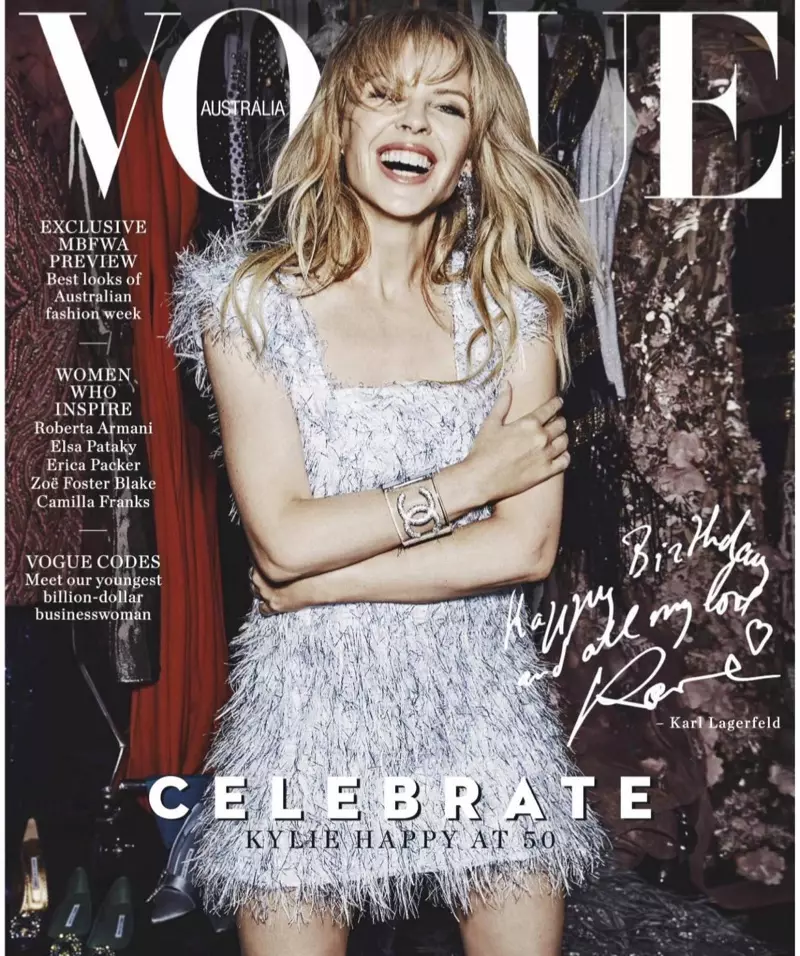 Vogue Australia မေလ 2018 တွင် Kylie Minogue ၏ကာဗာ