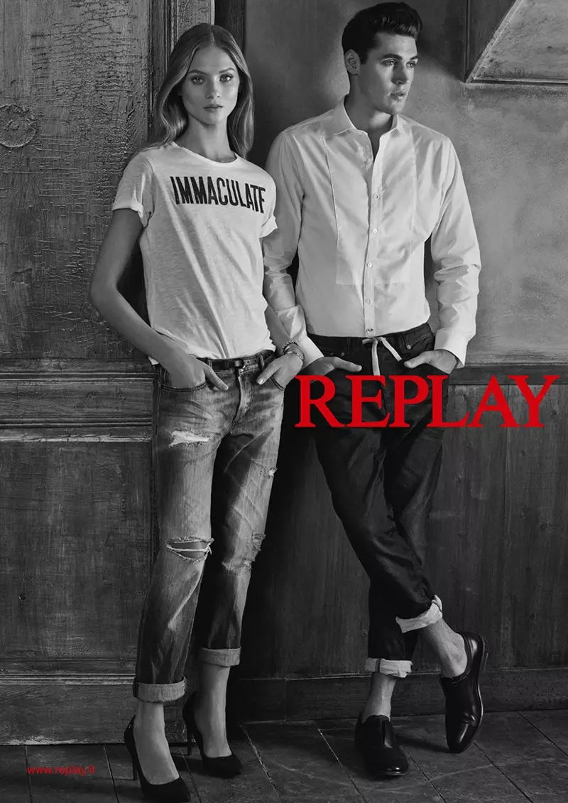 Anna Selezneva Dons Denim Looks in Replay Spring 2015 Ads