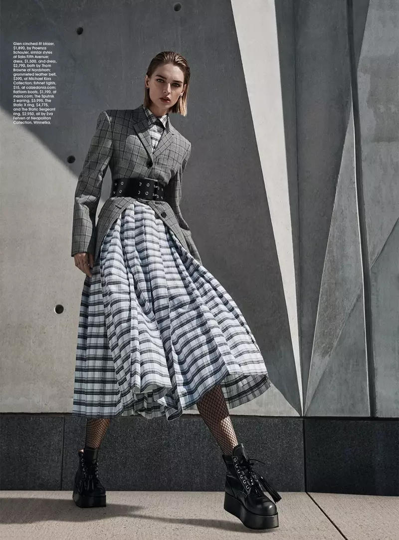 Daga Ziober abbraccia lo stile plaid per Gotham Magazine