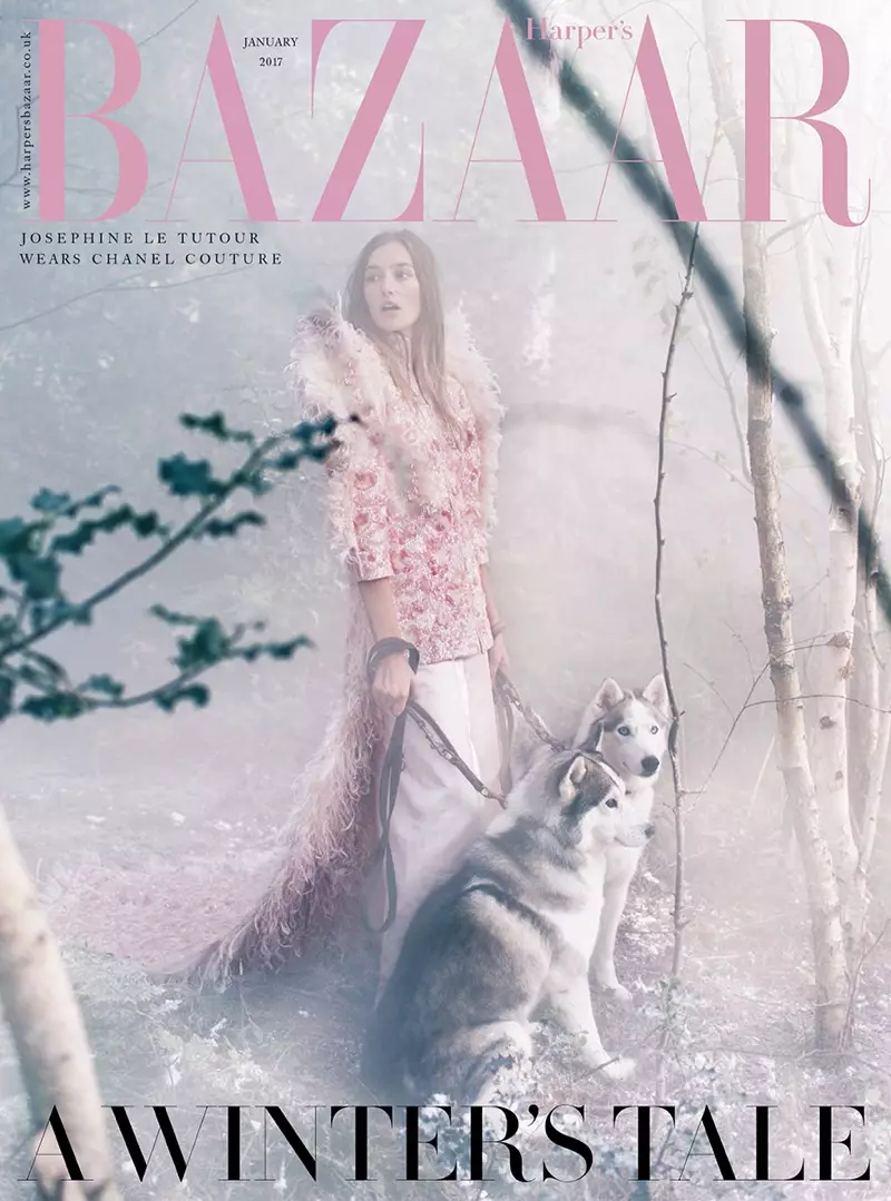 Josephine le Tutour pe Harper's Bazaar Marea Britanie Ianuarie 2017 Coperta