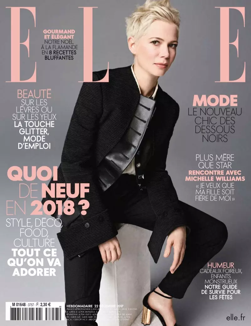 Michelle Williams na ELLE France 22 grudnia 2017 r. Okładka