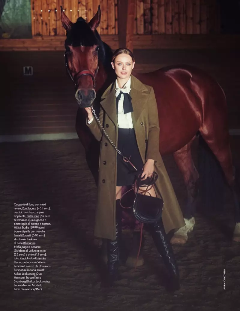 Frida Gustavsson ser Equestrian Chic ut for ELLE Italia