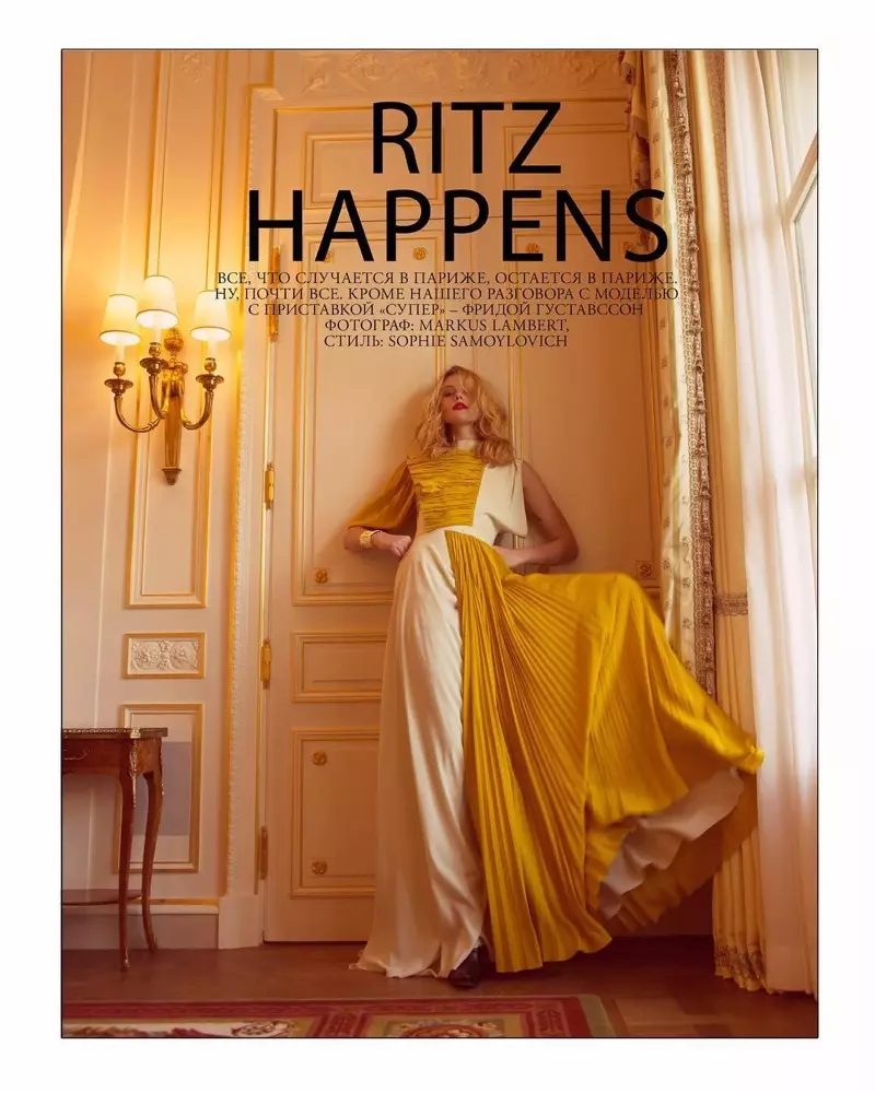 Frida Gustavsson pózuje v Ritz Paris pre Marie Claire Russia