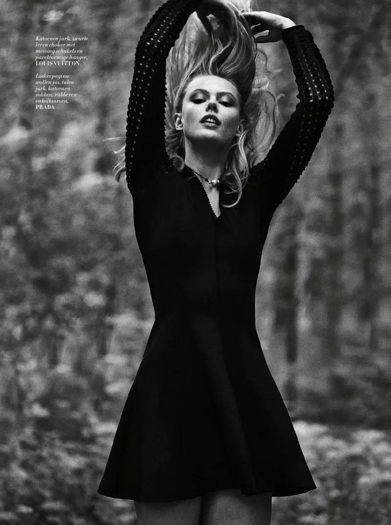 Frida Gustavsson poséiert schwaarz a wäiss fir L'Officiel Holland