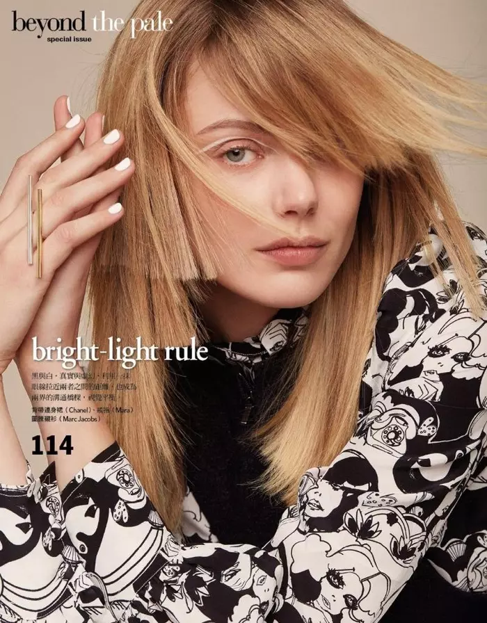 Frida Gustavsson Models Sleek Beauty Looks in Vogue Taiwan