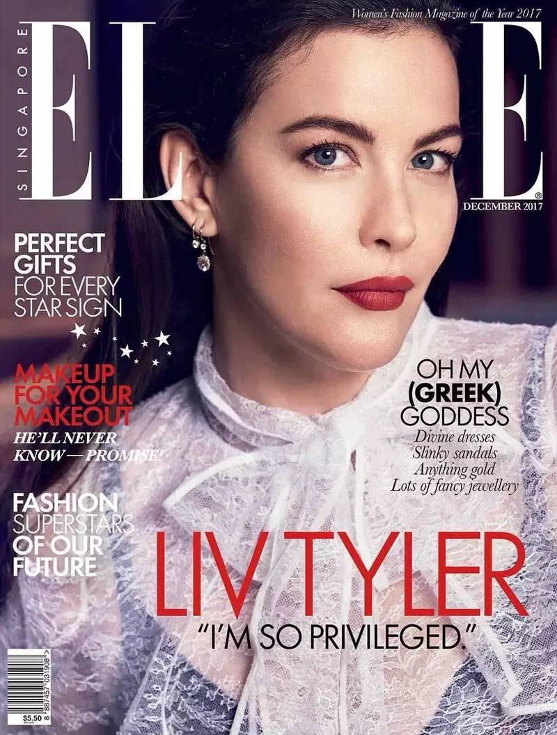 Liv Tyler a la portada d'ELLE Singapur, desembre de 2017