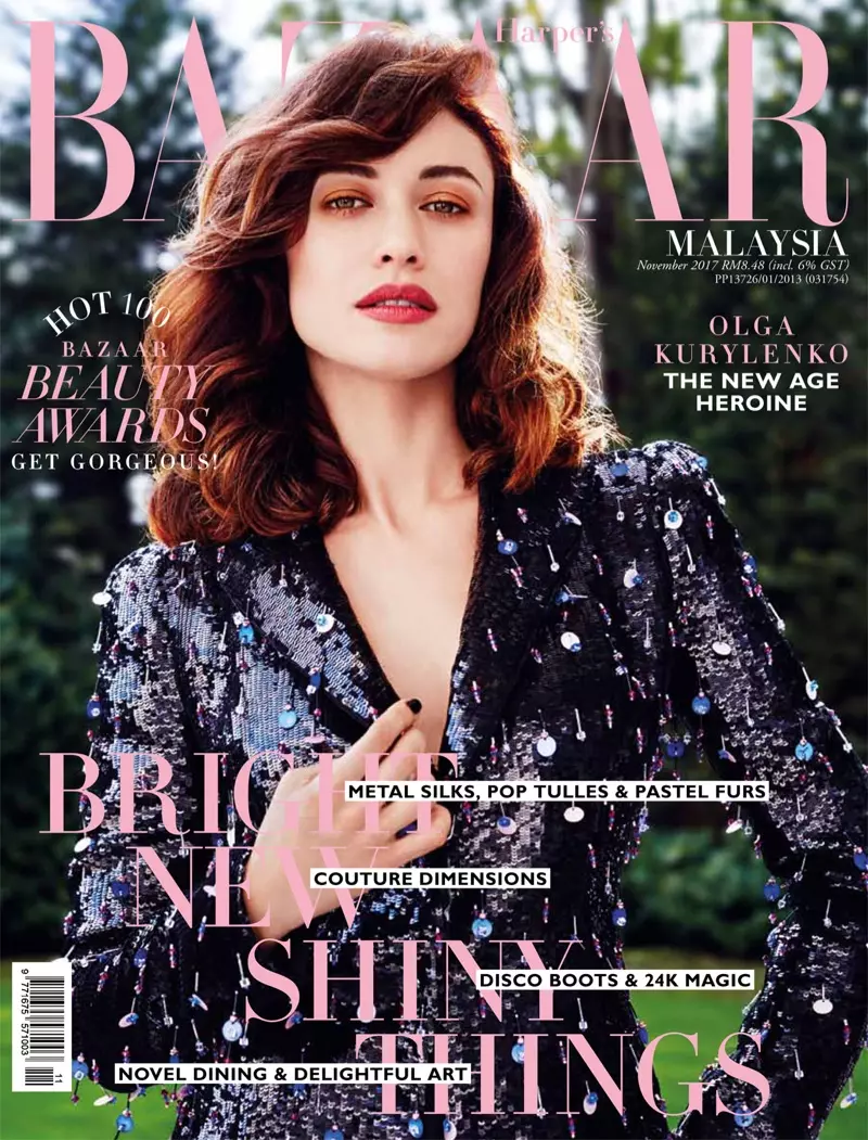 Olga Kurylenko su Harper's Bazaar Malaysia novembre 2017 Copertina