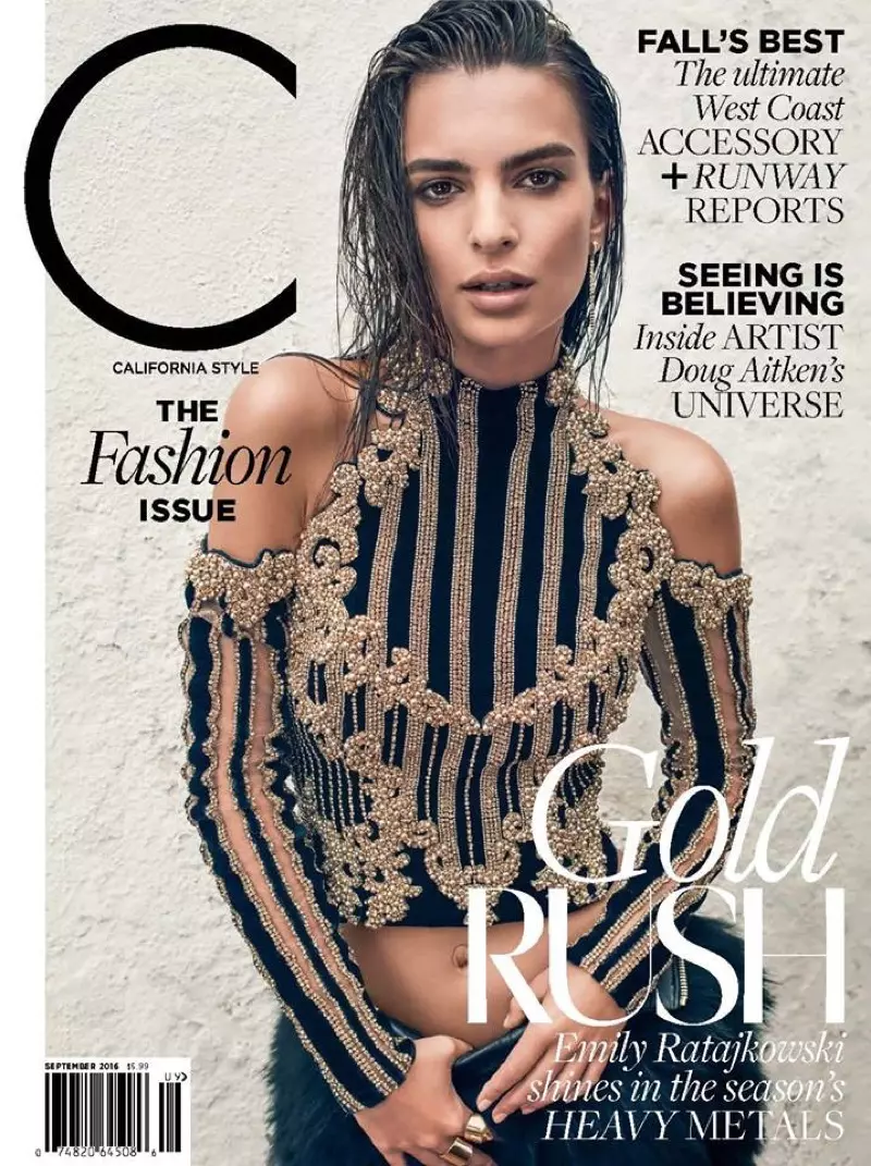 Emily Ratajkowski glittrar i paljetter för C Magazine Spread