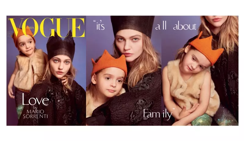 Sasha Pivovarova et sa fille Mia Isis en couverture du numéro de juin 2016 de Vogue Italia