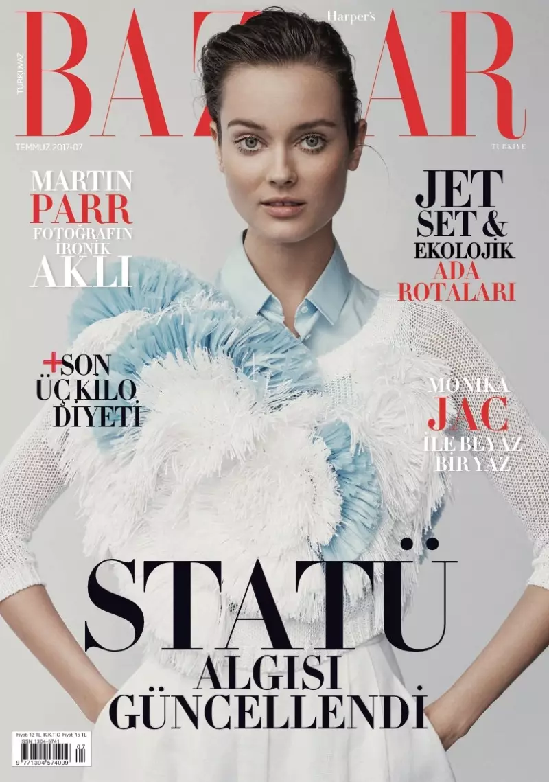 Jac Jagaciak draacht moeiteloos chic looks yn Harper's Bazaar Turkije