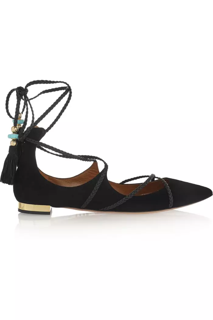 I-Poppy Delevingne x Aquazzura Ballerina Suede Flats