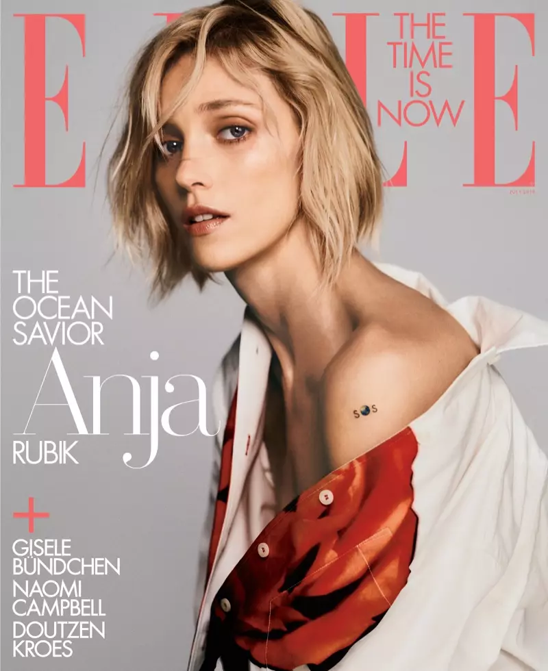 Anja Rubik na capa da ELLE US de julho de 2019