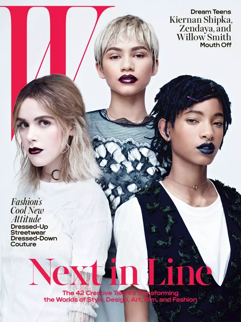 Kiernan Shipka, Zendaya och Willow Smith på W Magazine april 2016 omslag