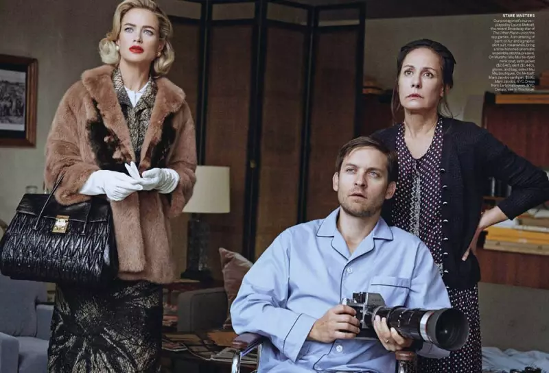 Carolyn Murphy og Tobey Maguire stilla sér upp fyrir Peter Lindbergh í Vogue í Bandaríkjunum apríl 2013