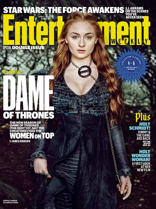 Софи Тернер в роли Сансы Старк на обложке Entertainment Weekly, апрель 2016 г.