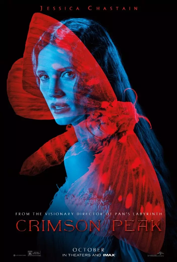 'Crimson Peak' ပိုစတာများတွင် Jessica Chastain၊ Mia Wasikowska