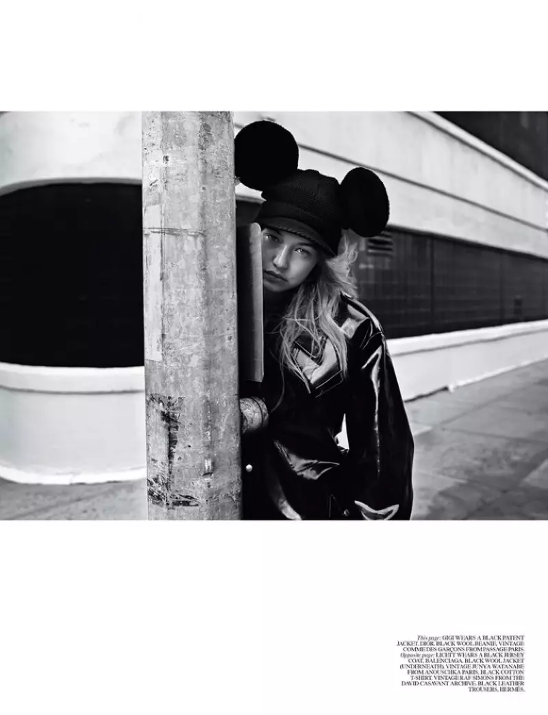 Gigi Hadid Self Service Dub thiab Dawb zam Editorial