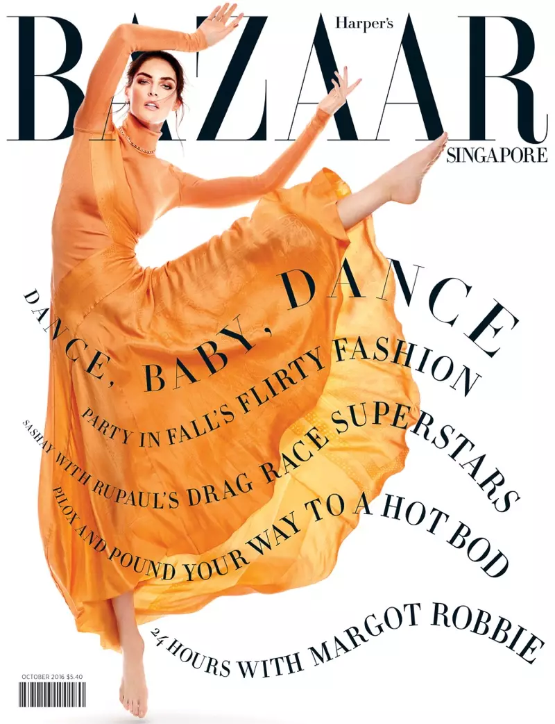 Hilary Rhoda pri Harper's Bazaar Singapuro oktobro 2016 Kovro