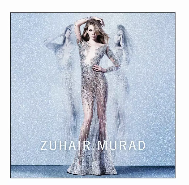 Irina 為 Zuhair Murad 水晶刺繡透明連衣裙造型