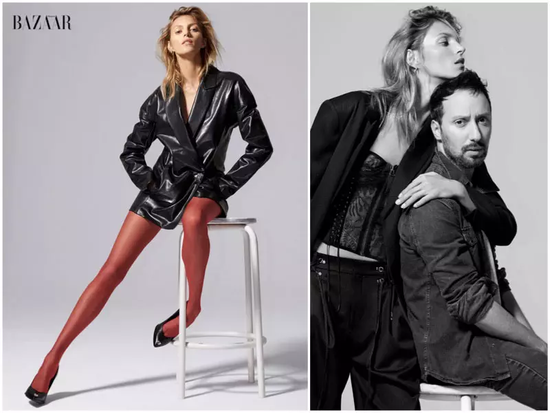 Anja Rubik Models Anthony Vaccarello's Sexy Designs for BAZAAR