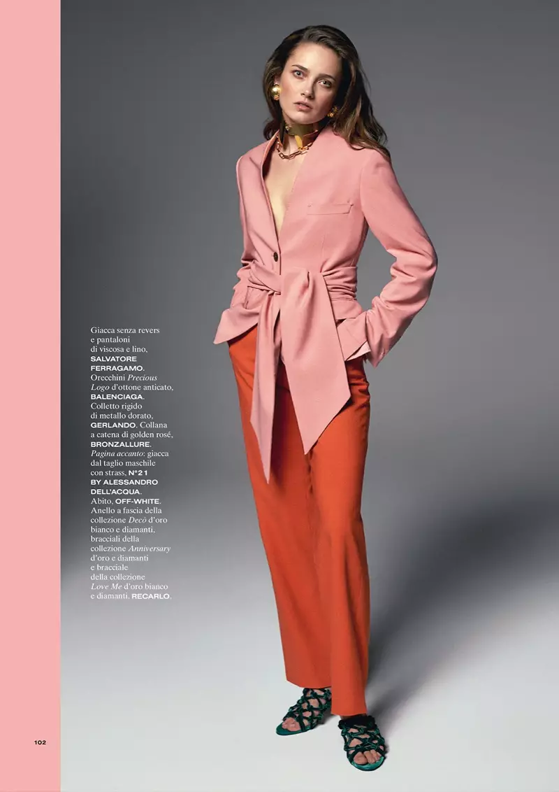 Karmen Pedaru proba looks glamorosos para Vanity Fair Italia