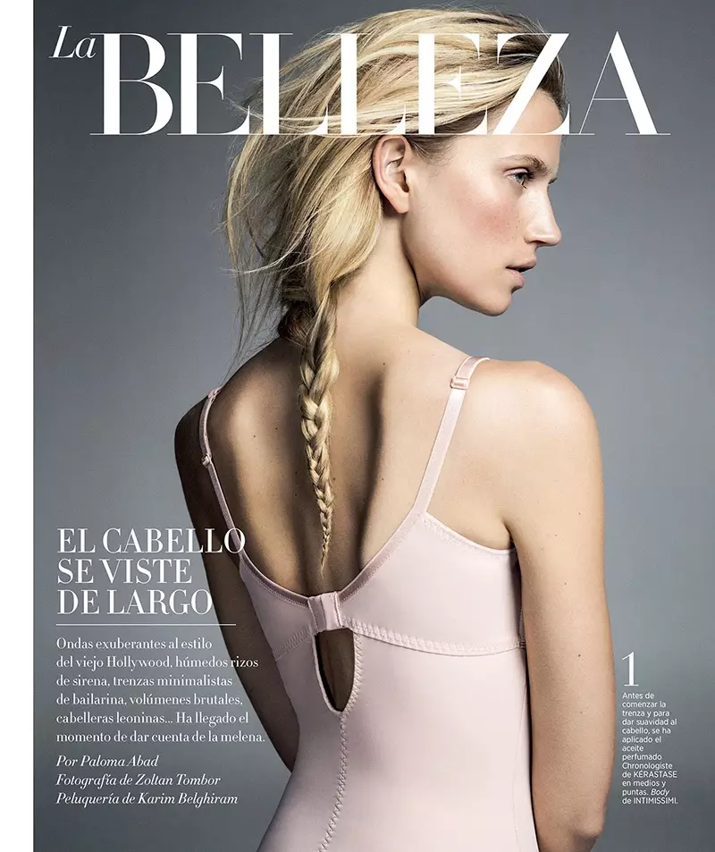 Cato Van Ee modellerer forårsfrisurer til Harper's Bazaar Spanien fotograferet af Zoltan Tombor.