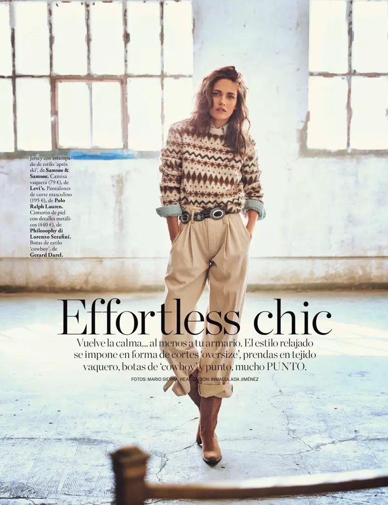 Karmen Pedaru Models Casually Chic Styles foar ELLE Spanje