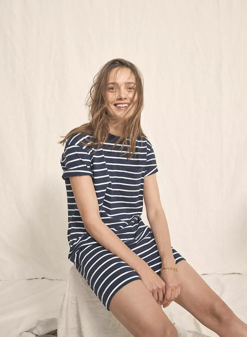 Madewell Striped Pocket Tee Jurk en Two-Pack Beaded Armbanden