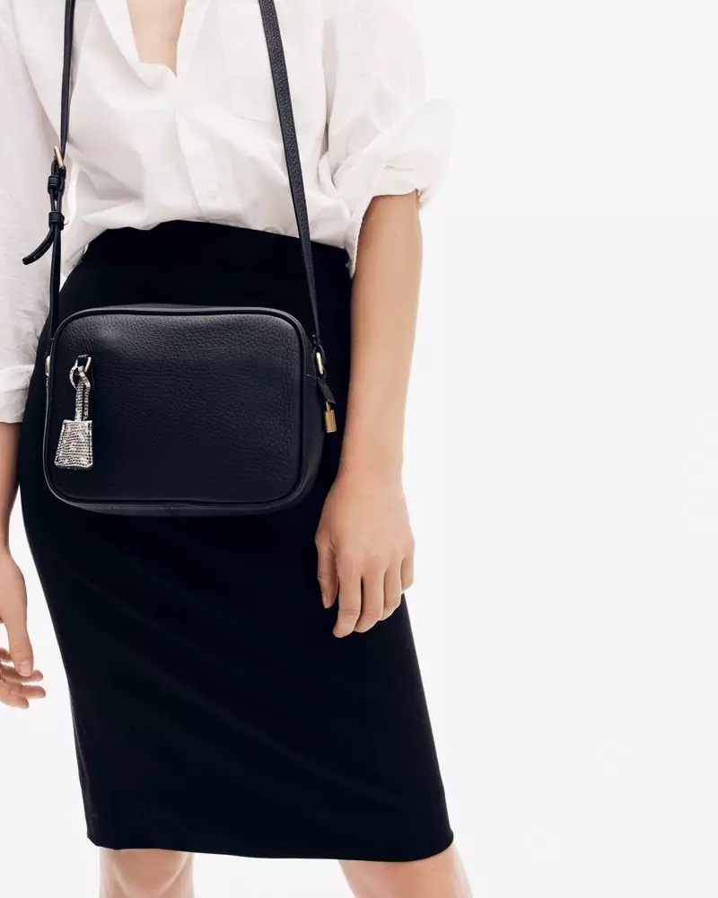 J. Crew New Perfect Shirt in Cotton Poplin, No. 2 Pencil Skirt in Bi-Stretch Cotton and Signet Bag in Italian Leather