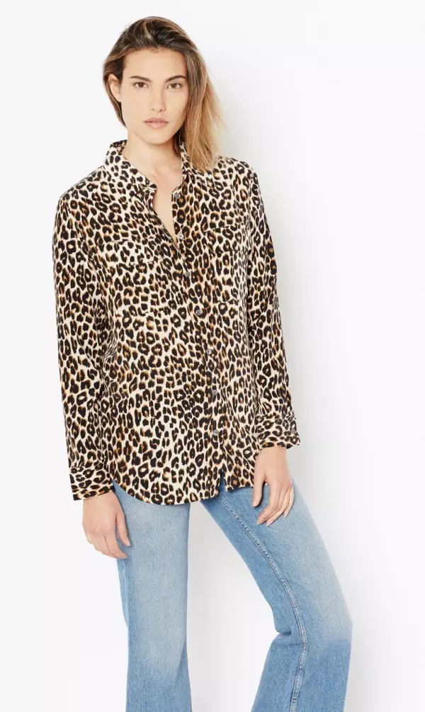 Equipment Slim Signature svilena košulja u leopard printu