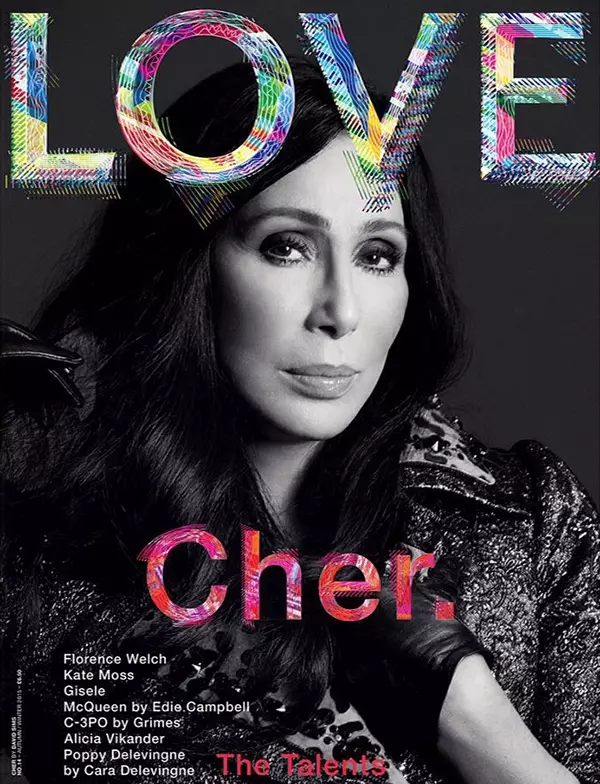 Cher op LOVE Tydskrif se voorblad